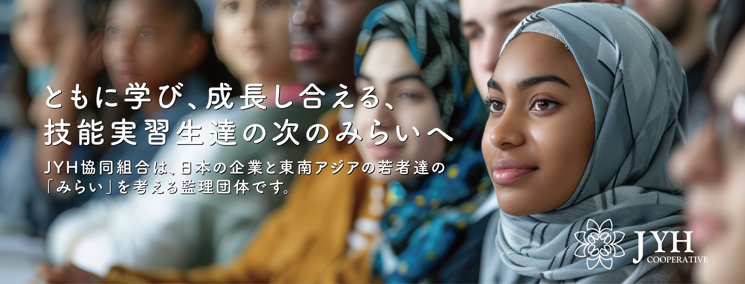 ともに学び、成長し合える、技能実習生達の次のみらいへ。JYH協同組合は、日本の企業と東南アジアの若者達の「みらい」を考える監理団体です。